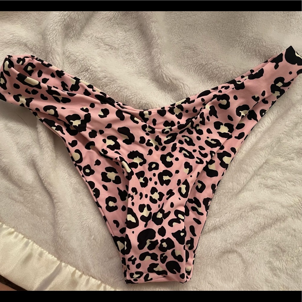 Pink colada pink leopard bikini bottoms